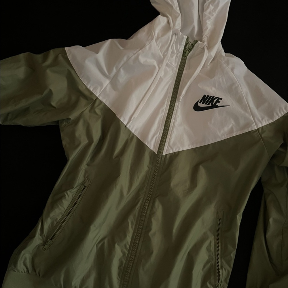 Nike Green and White Windbreaker Jacket
